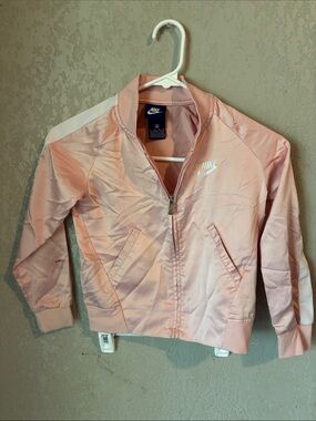 Nike girls Pink Satin Bomber Jacket